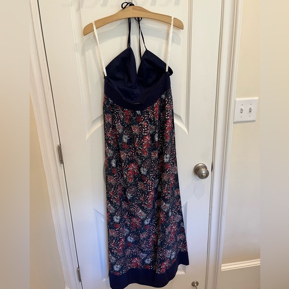 Sail to Sable Halter Fireworks Silk Maxi Dress Women’s Size Medium M EUC - Picture 2 of 7